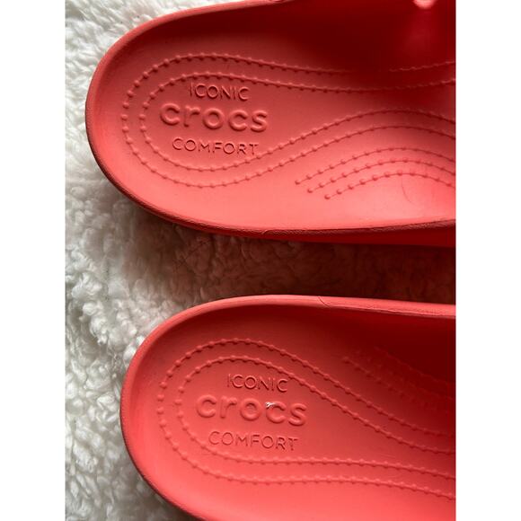 Crocs Flip Flops Kadee Coral Orange Slip On Sandals Beach Pool Women's 10 - Picture 4 of 7